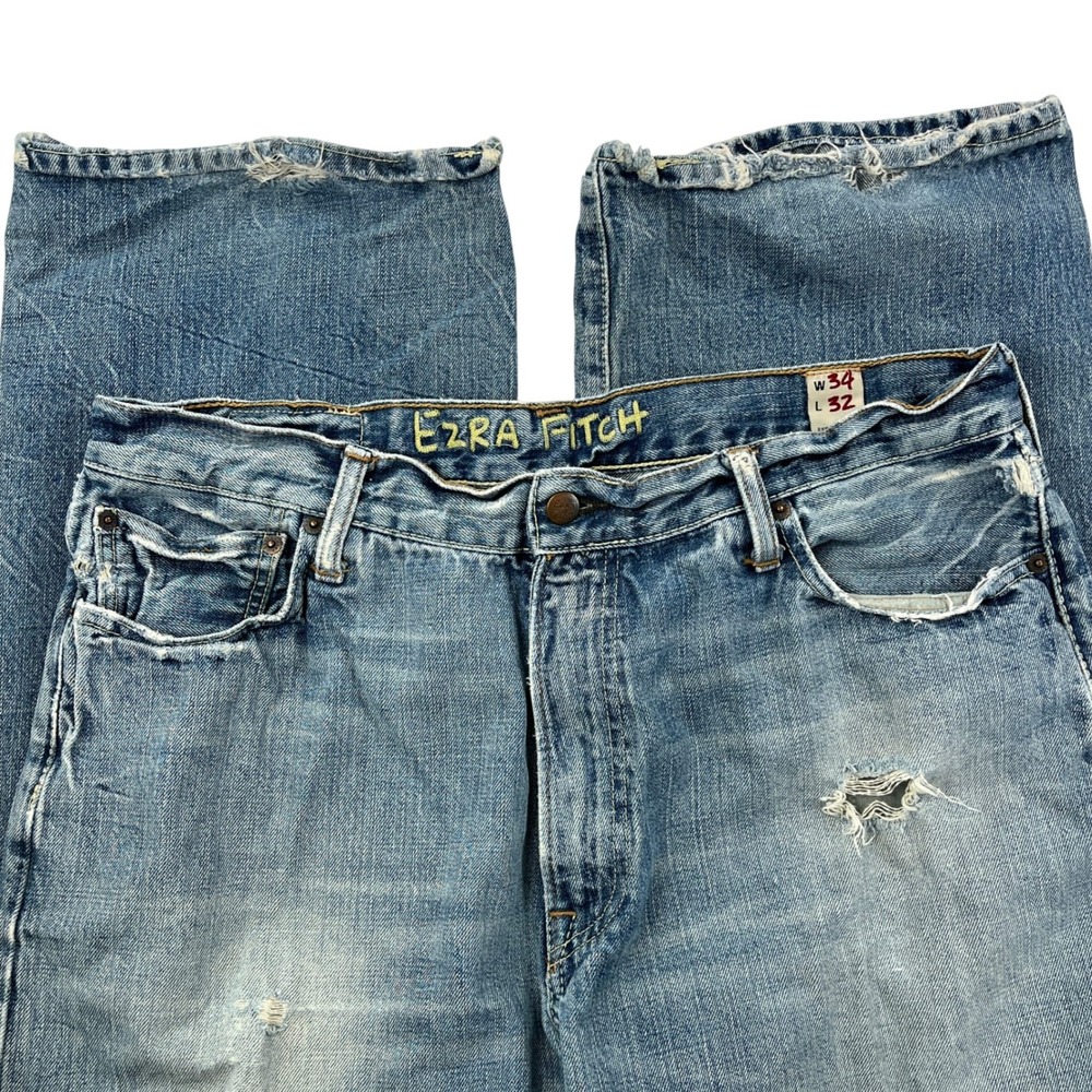 Ezra Fitch Abercrombie Distressed Jeans Blue Men 34x32 (36x29.5) Y2K Grunge VTG
